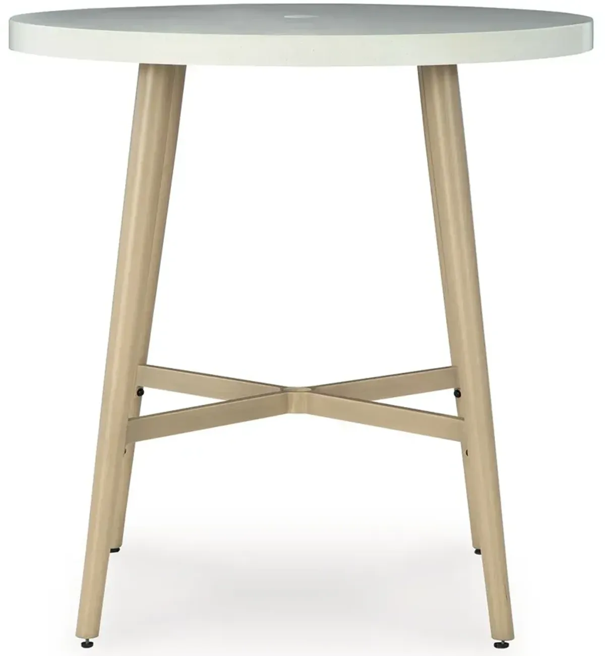 Seton Creek - Beige - Round Bar Table With Umbrella Option