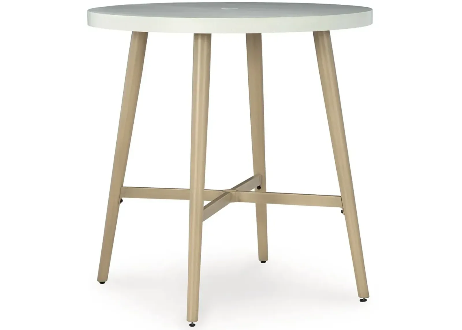 Seton Creek - Beige - Round Bar Table With Umbrella Option