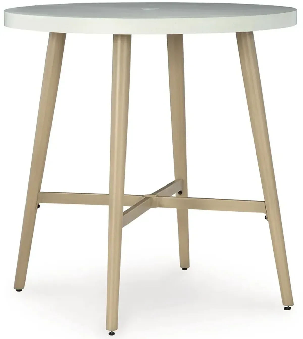 Seton Creek - Beige - Round Bar Table With Umbrella Option