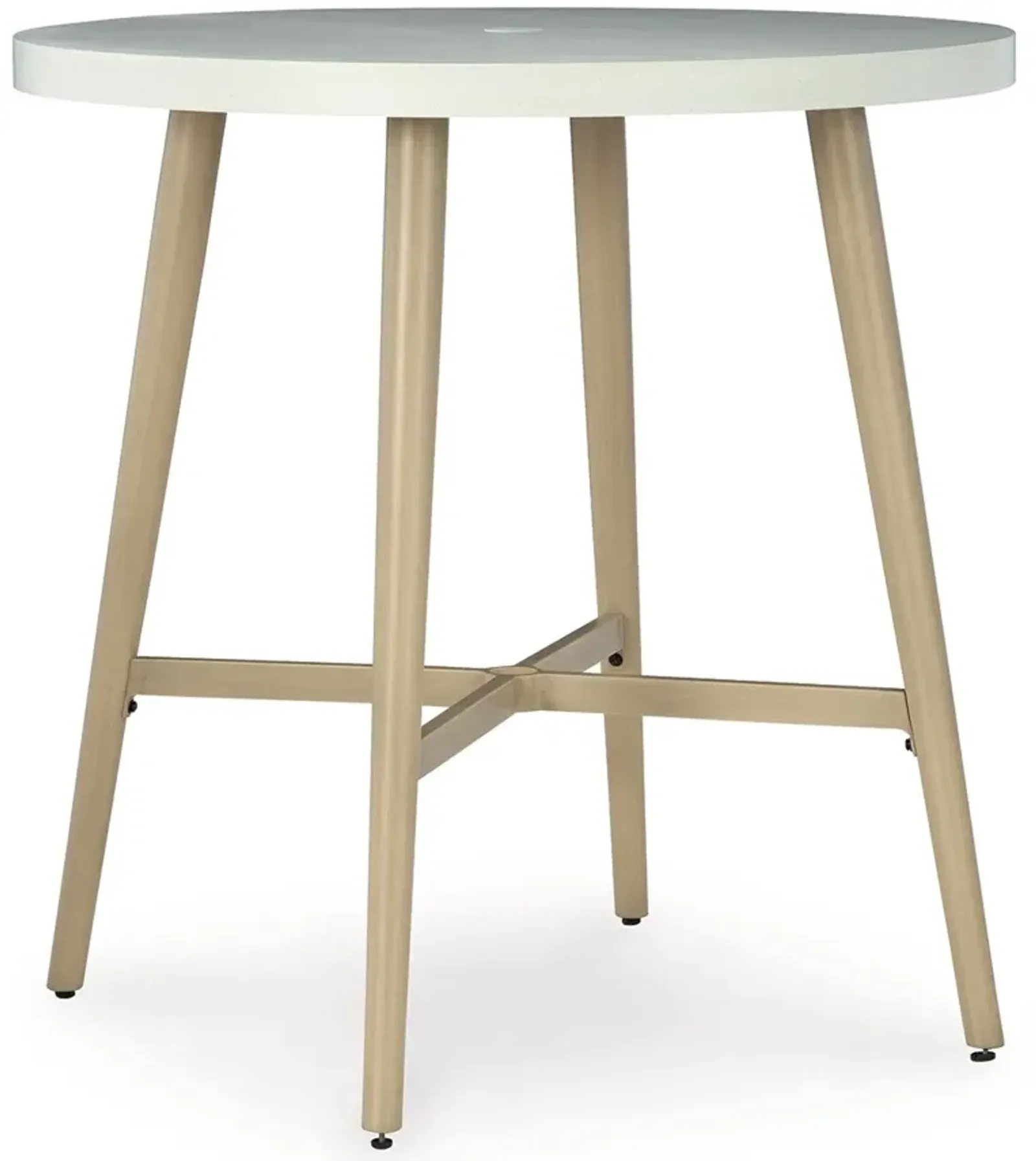 Seton Creek - Beige - Round Bar Table With Umbrella Option