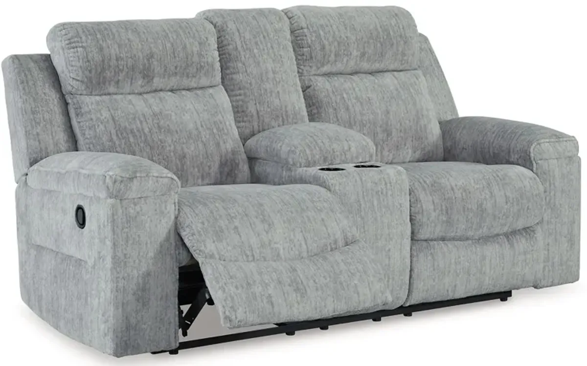 Buntington - Pewter - Dbl Reclining Loveseat With Console