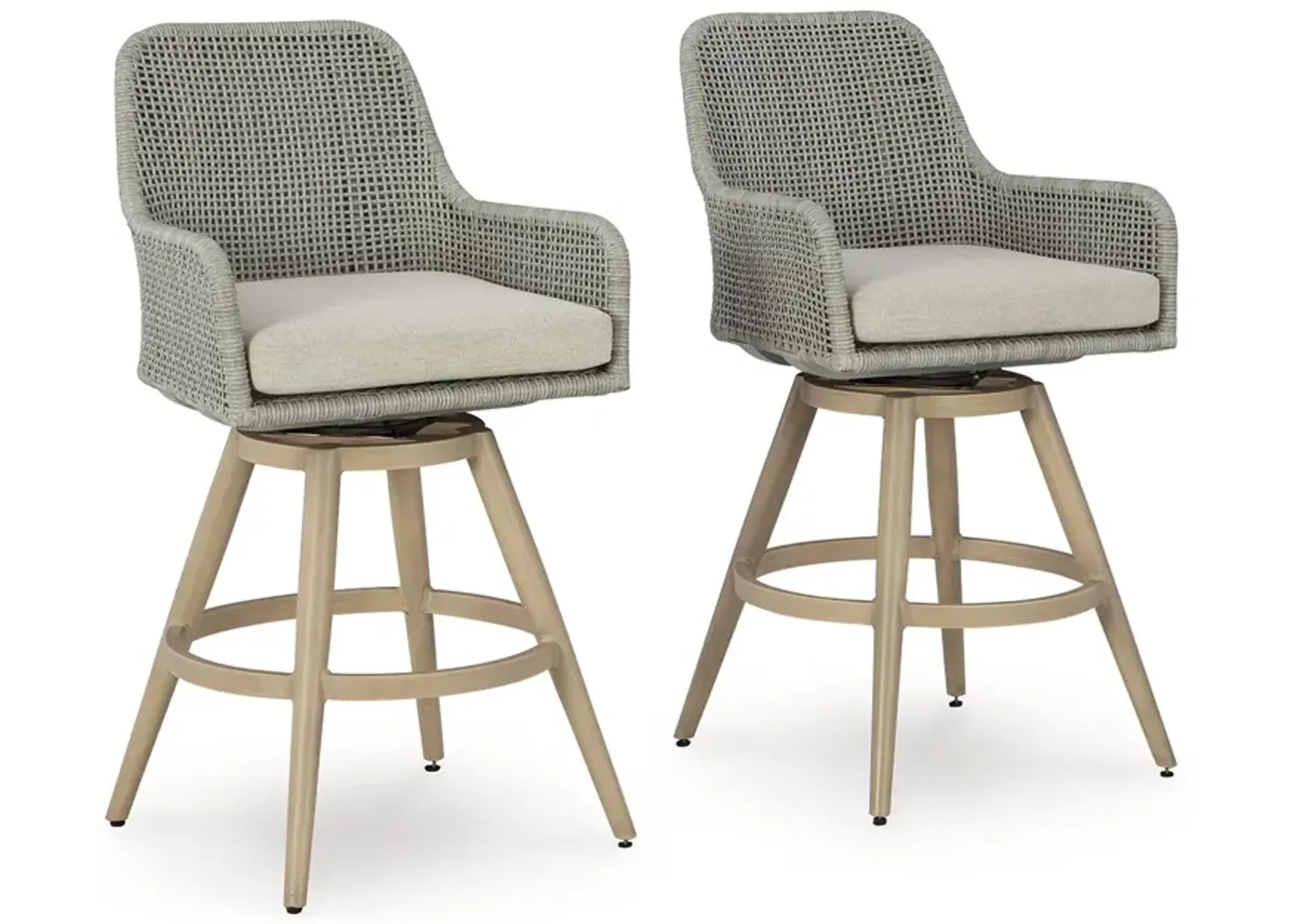 Seton Creek - Beige / Gray - Barstool With Cushion (Set of 2)