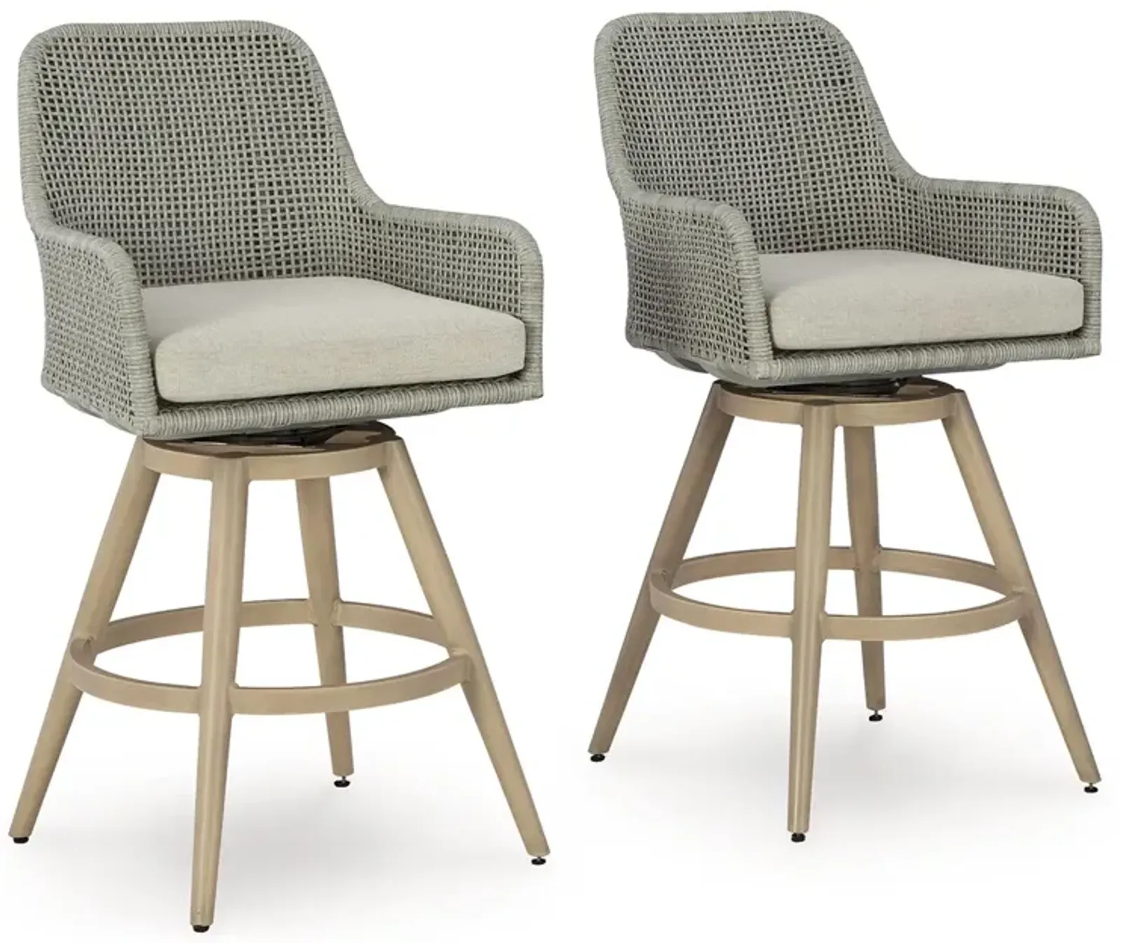 Seton Creek - Beige / Gray - Barstool With Cushion (Set of 2)