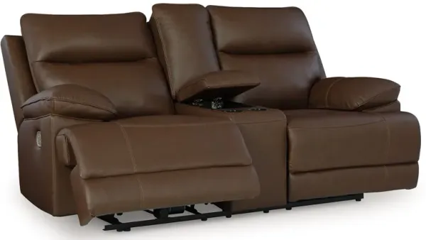 Vonryan - Tobacco - Power Reclining Loveseat With Console / Adj Headrest