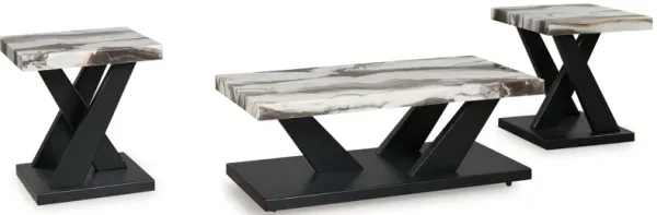 Cendill - Occasional Table Set (Set of 3) - Dark Brown / White / Black