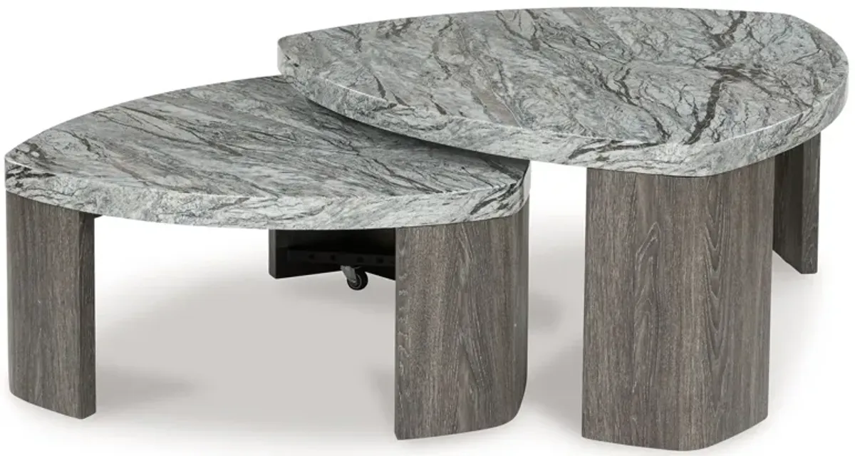 Surmour - Stacked Cocktail Table - Gray / Brown