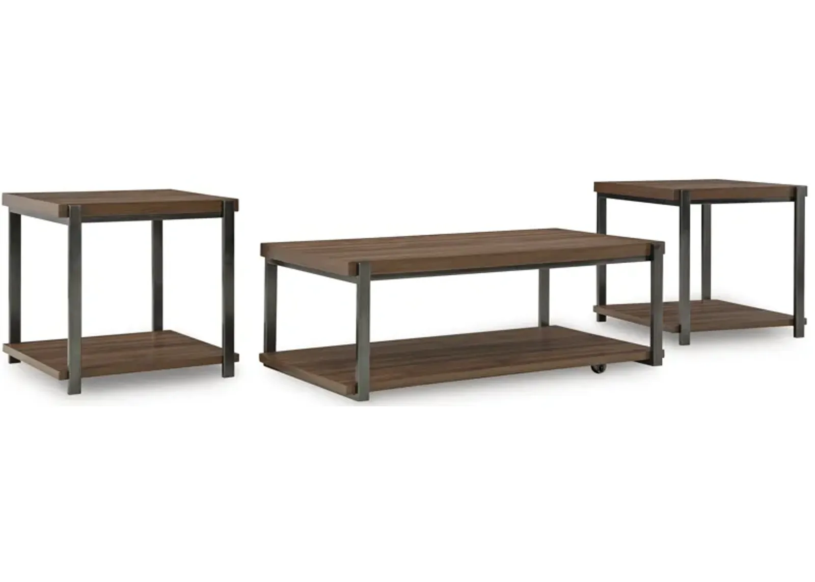 Trindwick - Brown / Gun Metal - Occasional Table Set (Set of 3)