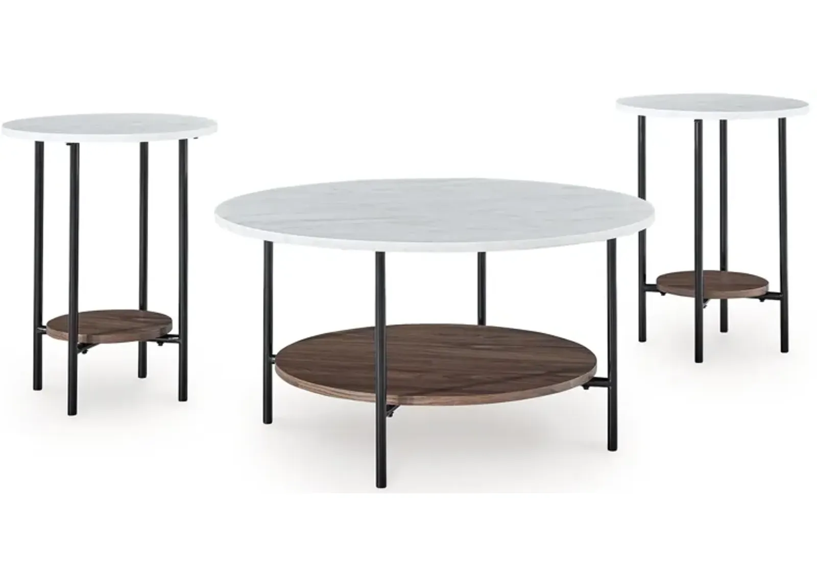 Wrenwich - Brown / Black / White - Occasional Table Set (Set of 3)