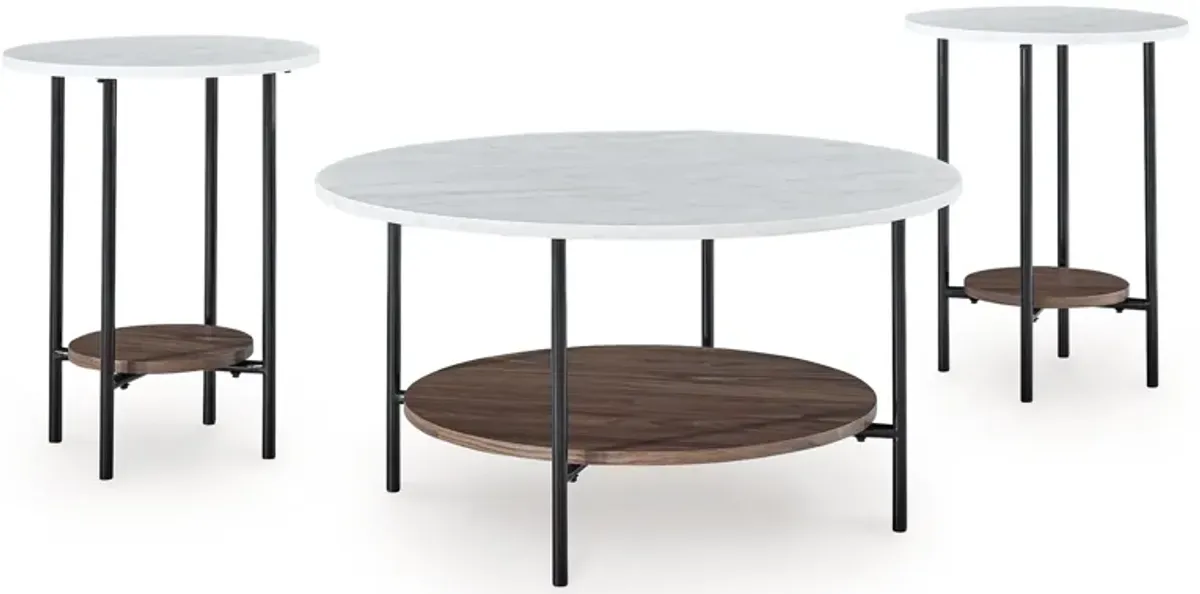 Wrenwich - Occasional Table Set (Set of 3) - Brown / Black / White