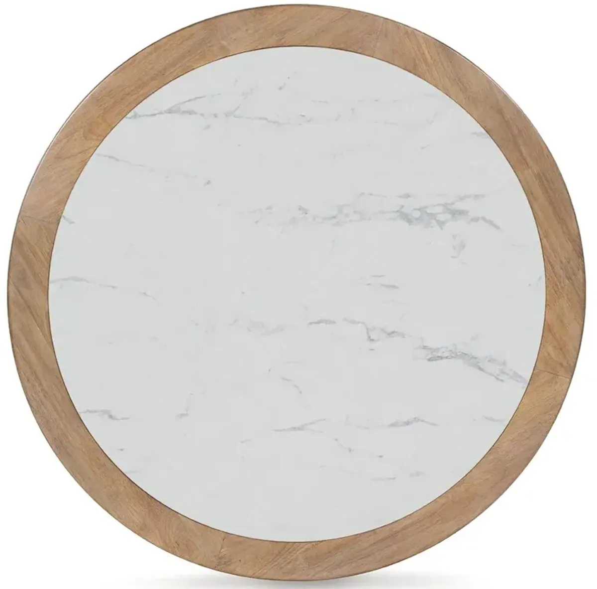 Camdill - Round Cocktail Table - Light Brown / White