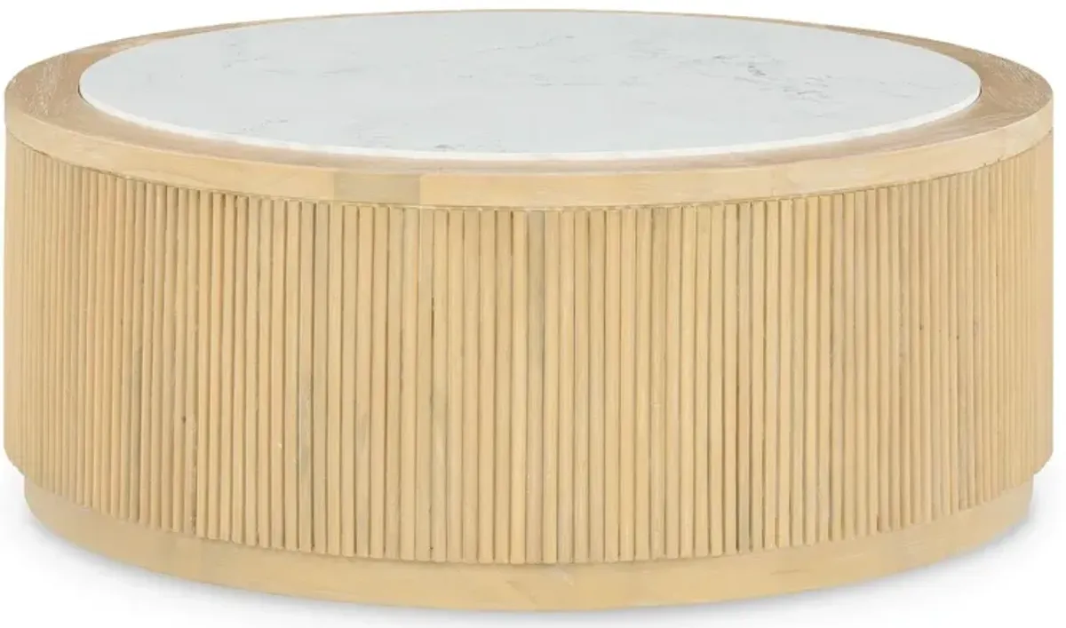 Camdill - Light Brown / White - Round Cocktail Table