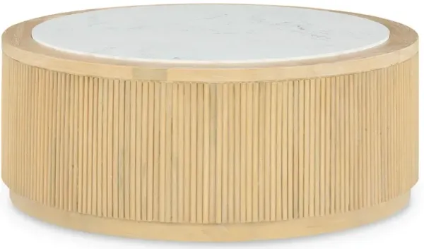 Camdill - Round Cocktail Table - Light Brown / White