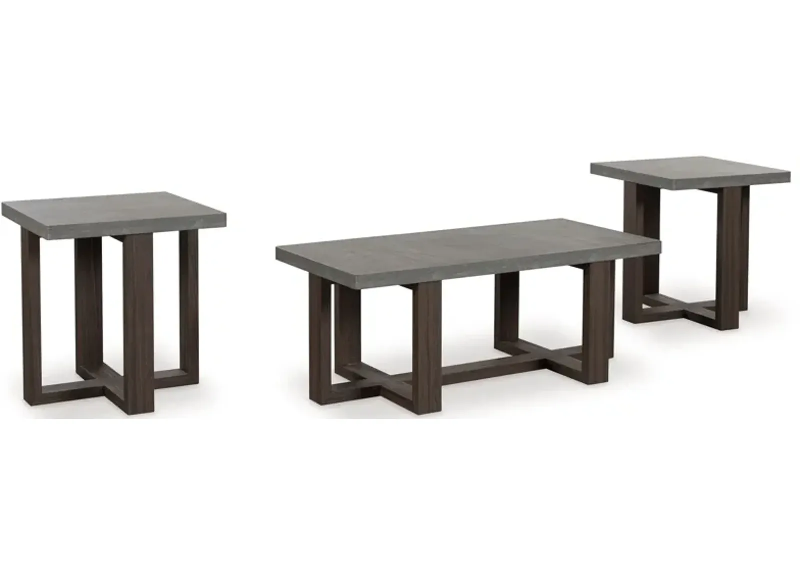 Dynnford - Gray / Brown - Occasional Table Set (Set of 3)