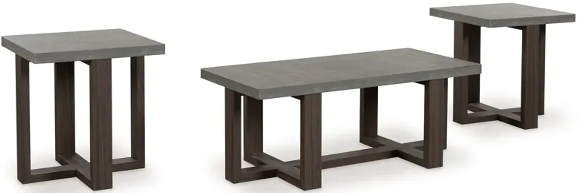 Dynnford - Gray / Brown - Occasional Table Set (Set of 3)