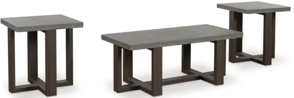Dynnford - Occasional Table Set (Set of 3) - Gray / Brown