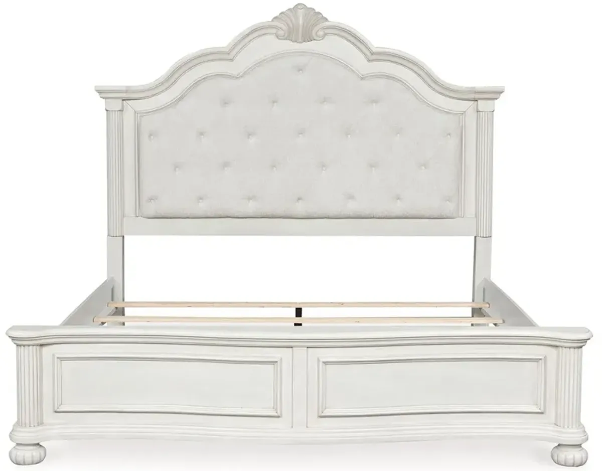 Montelaine - Antique White - King Upholstered Panel Bed