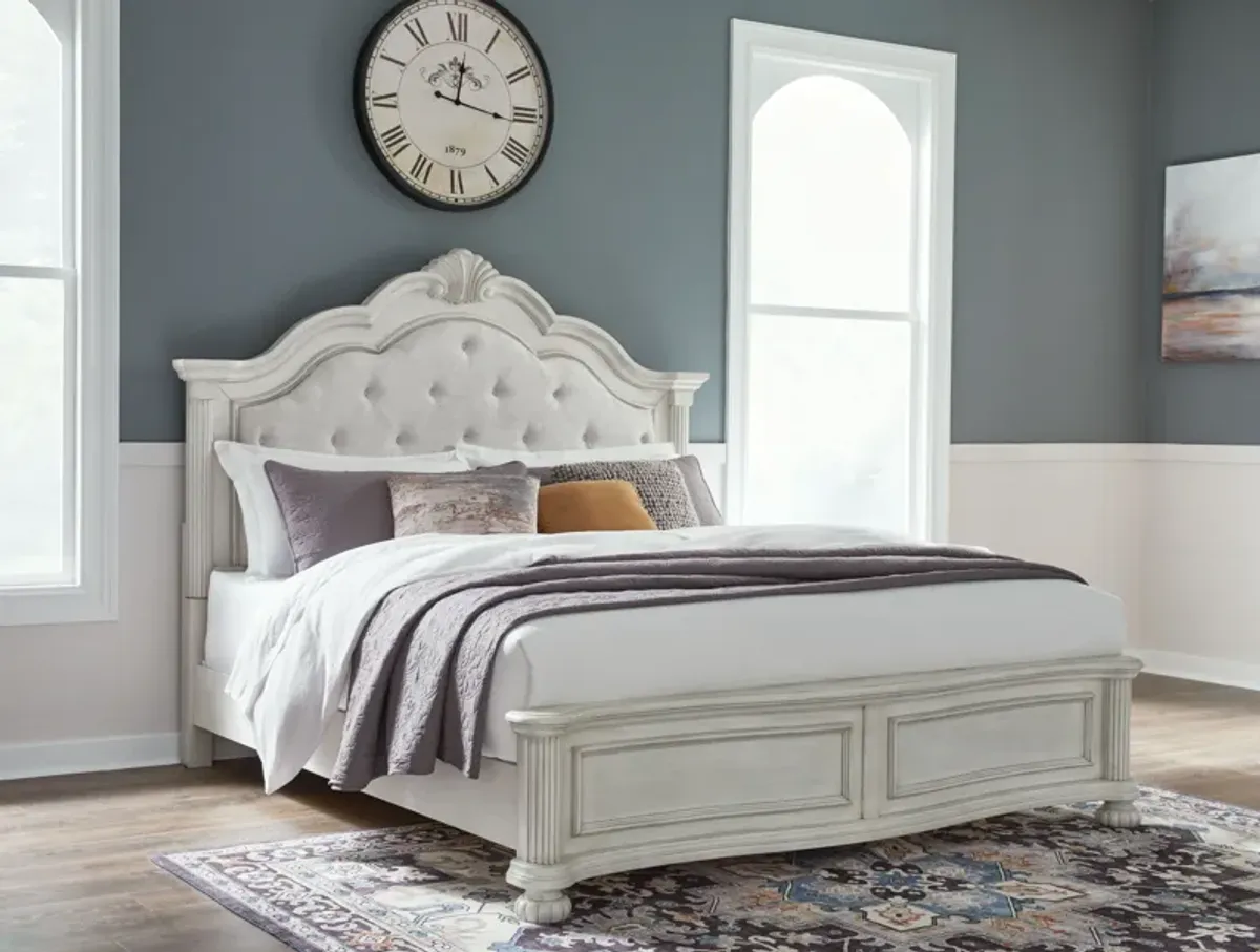 Montelaine - Antique White - King Upholstered Panel Bed