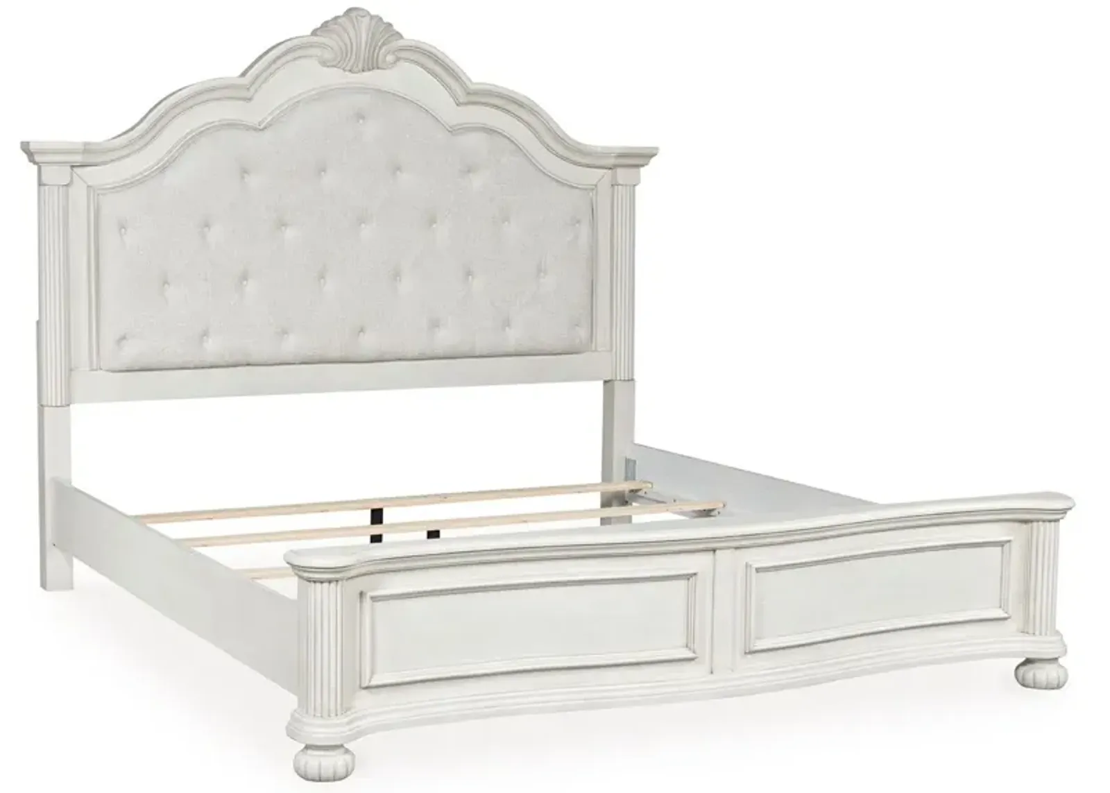 Montelaine - Antique White - King Upholstered Panel Bed