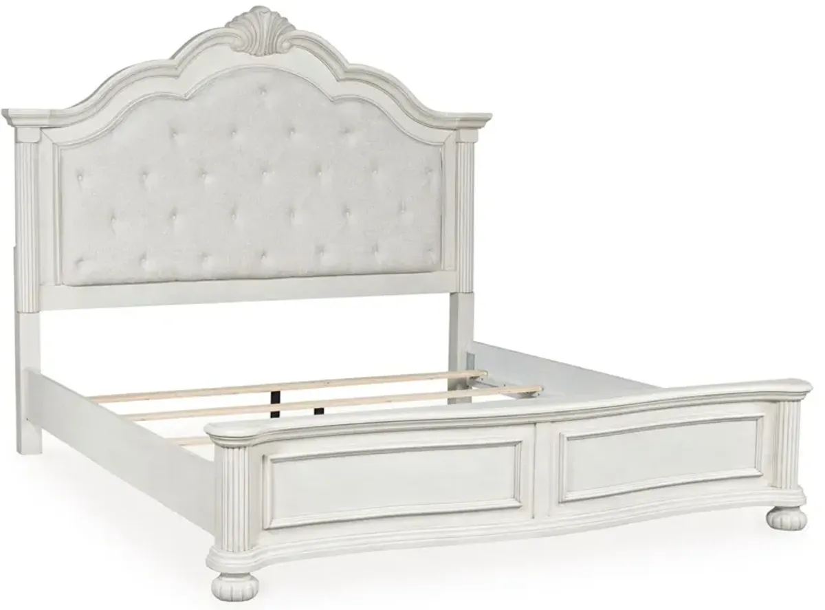 Montelaine - Antique White - King Upholstered Panel Bed