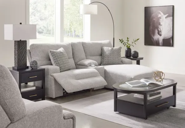 Acklen Place - 4 Pc. - 3-Piece Power Reclining Sectional Sofa With Raf Chaise, Wide Seat Power Recliner - Pewter