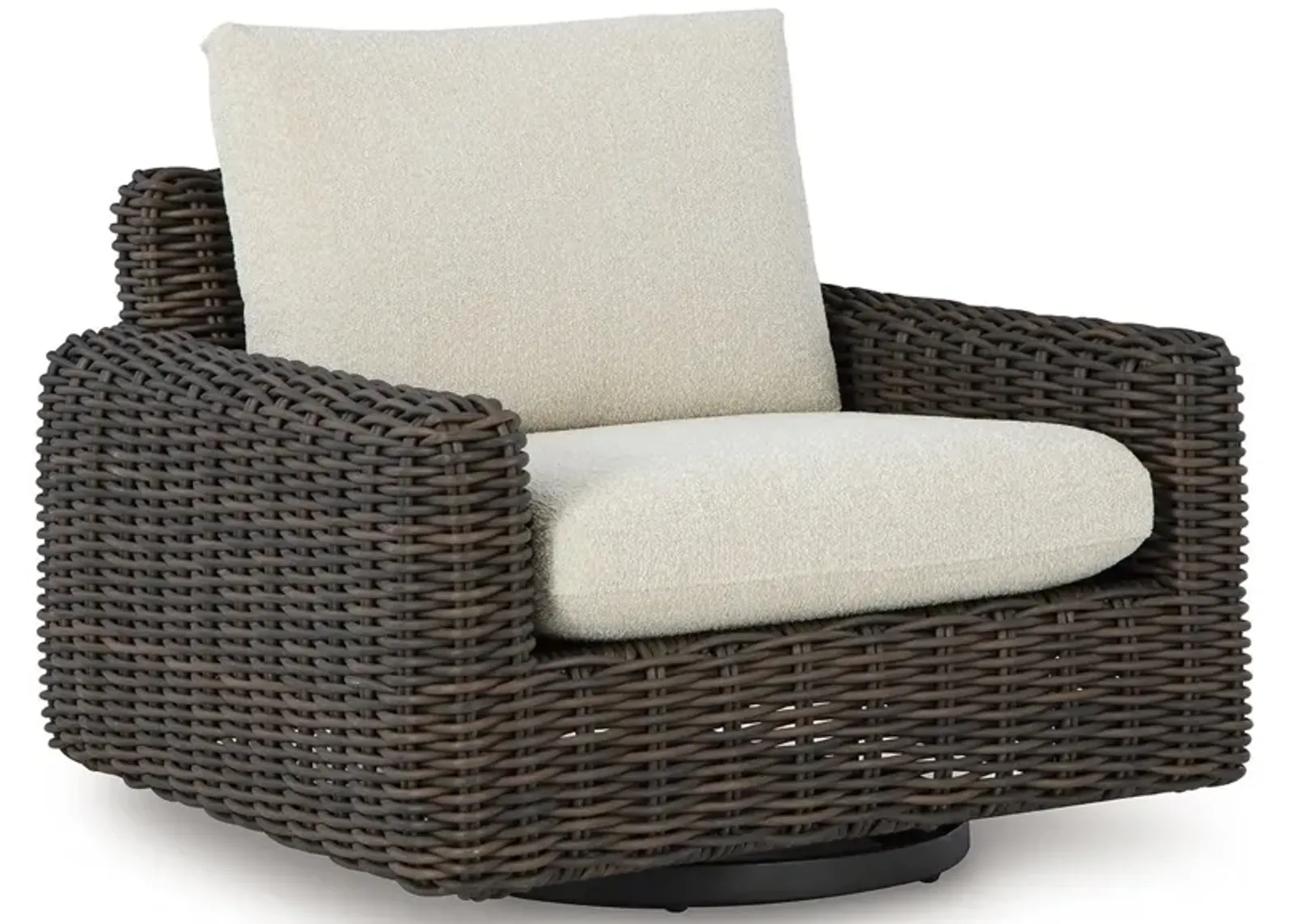 Kimora - Beige / Dark Brown - Swivel Glider Lounge With Cushion