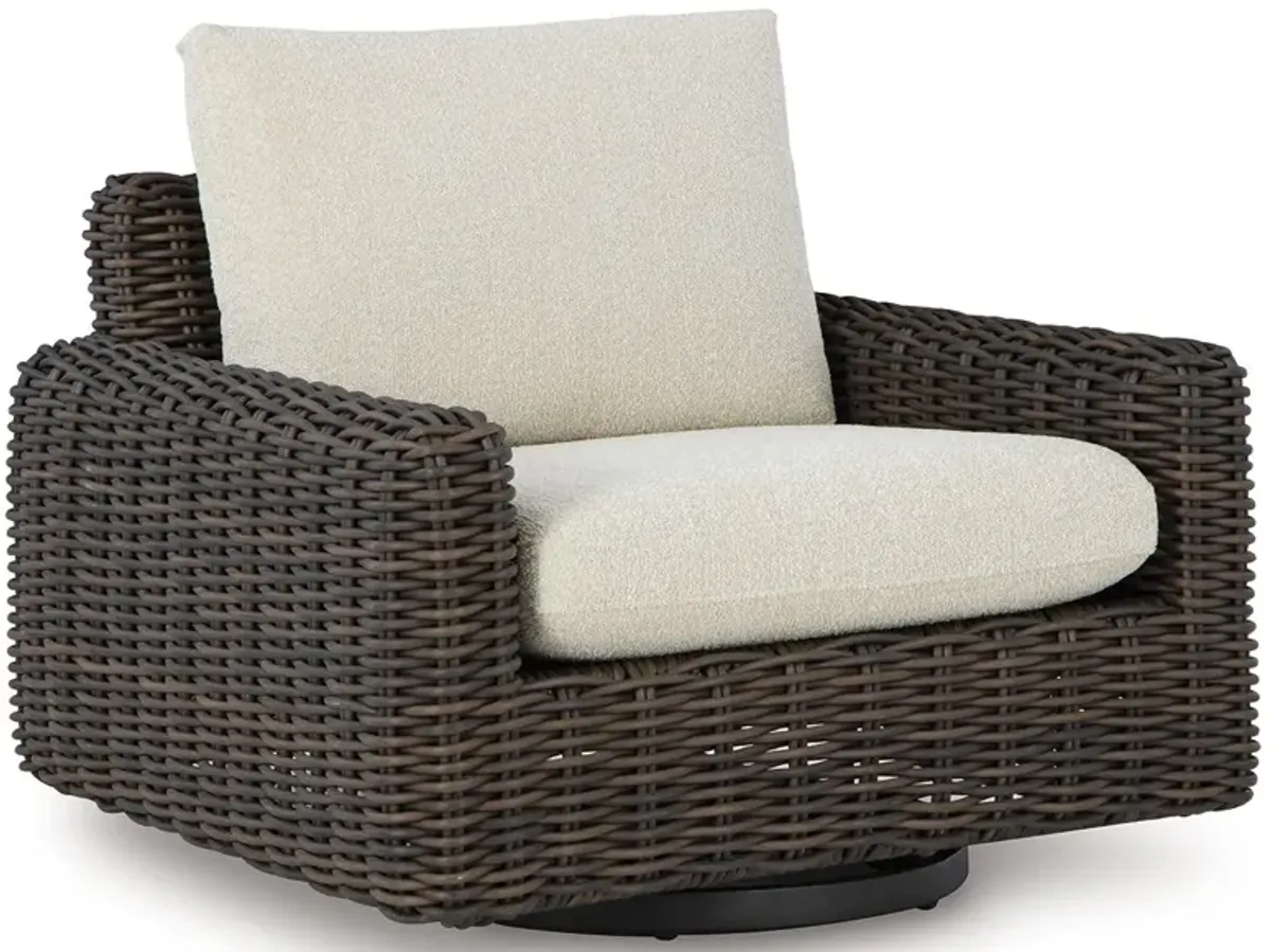 Kimora - Beige / Dark Brown - Swivel Glider Lounge With Cushion