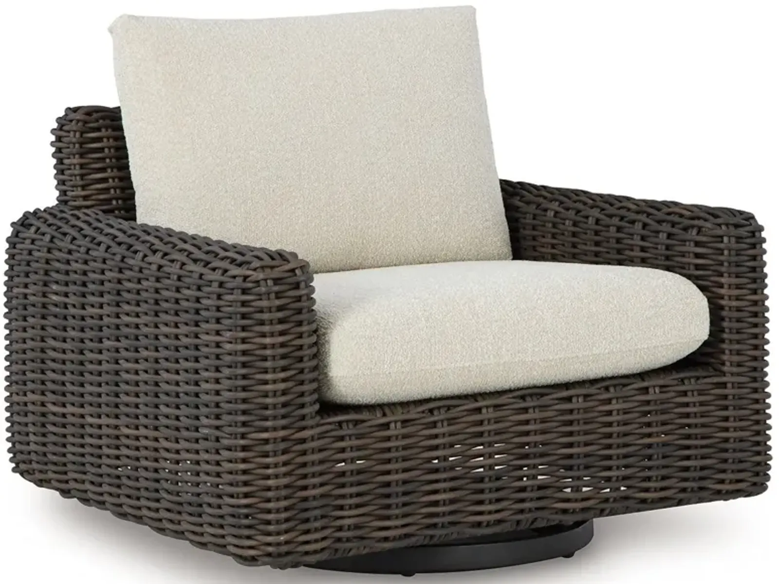 Kimora - Beige / Dark Brown - Swivel Glider Lounge With Cushion