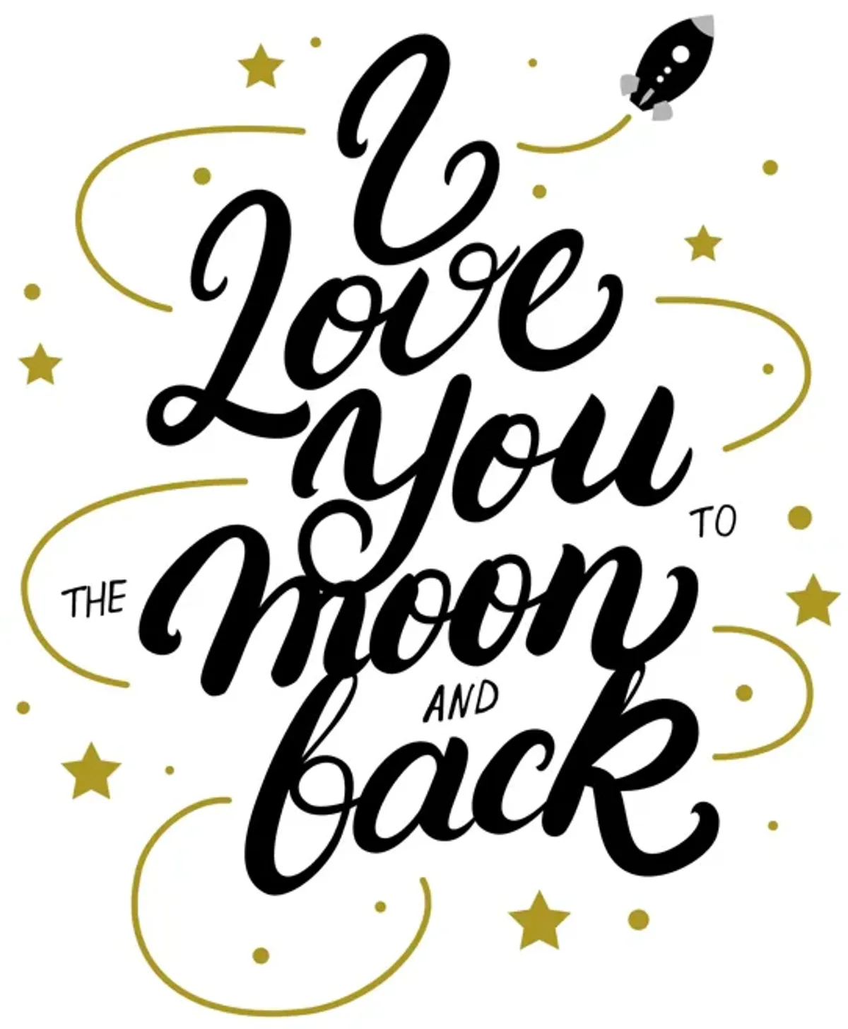 Gallery Wrapped Giclee On Canvas Love You To The Moon And Back - White