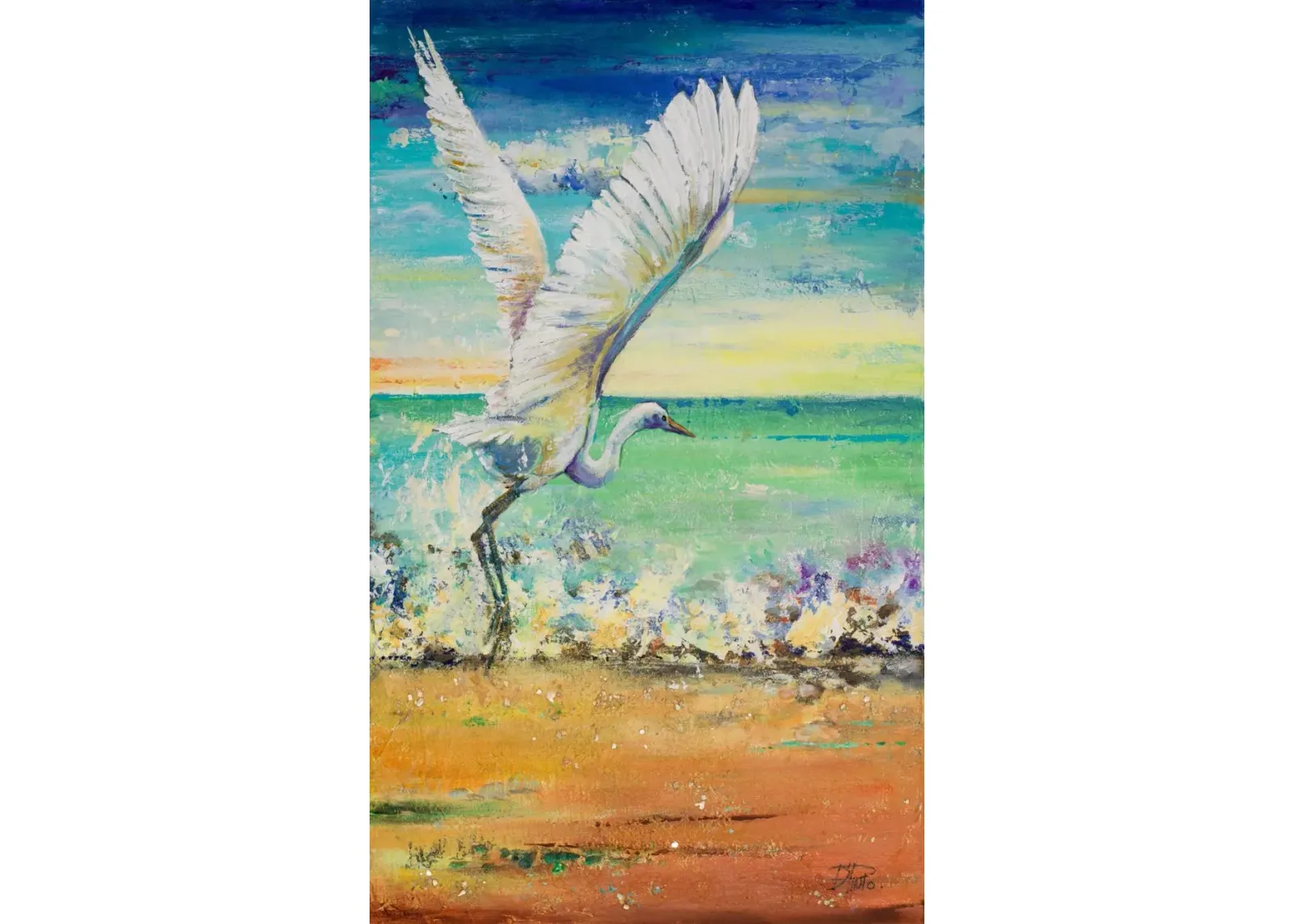 34x44 Framed Small - Great Egret I By Patricia - Blue