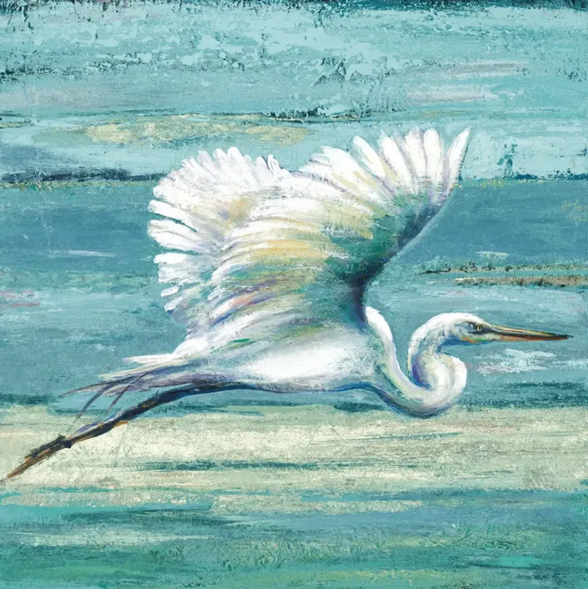 39x39 Framed Small - Great Egret I By Patricia - Blue