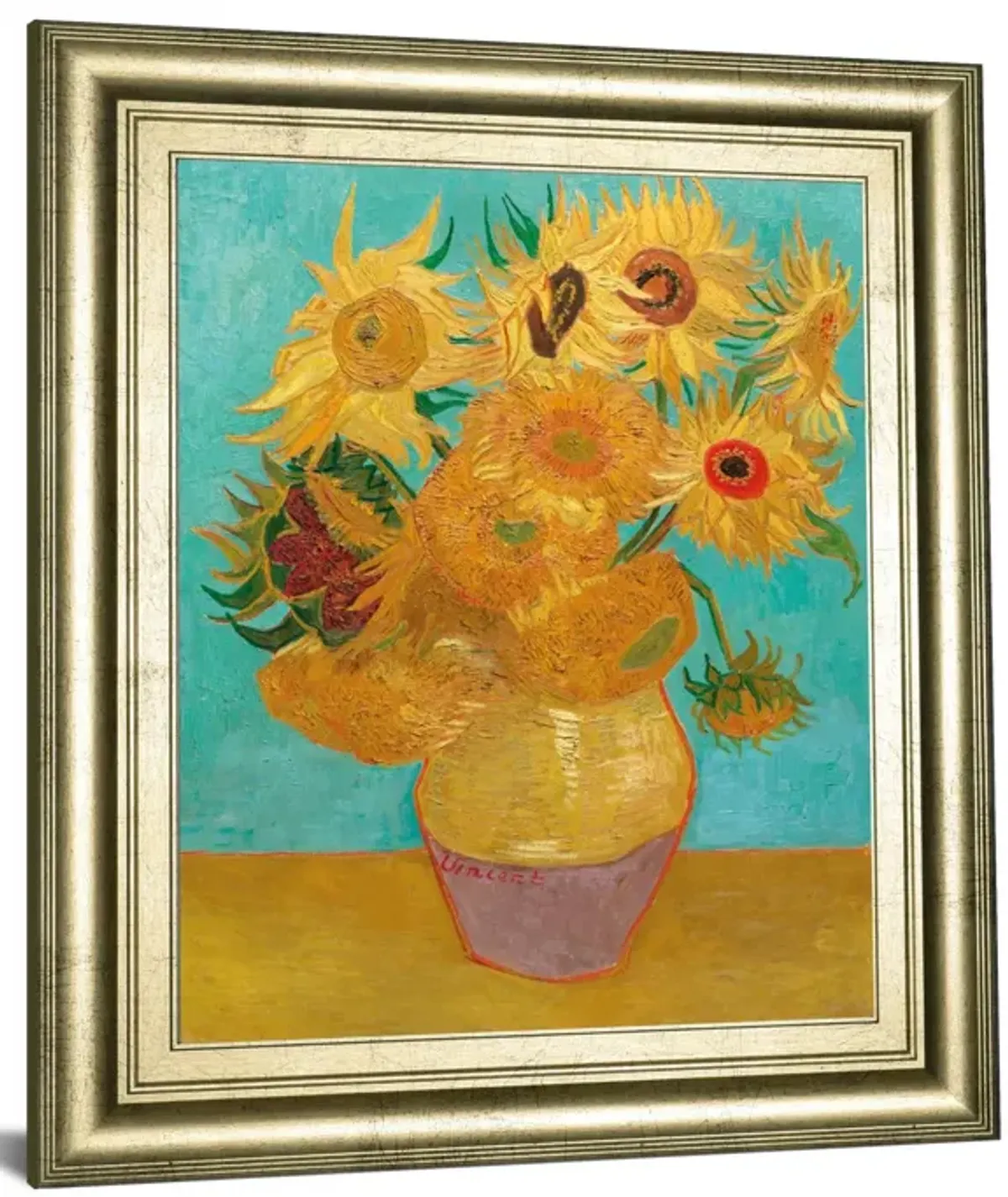 Still Life Vase With Twelve Sunflowers, January 1889 By Vincent Van Gogh - Framed Print Wall Art - Gold