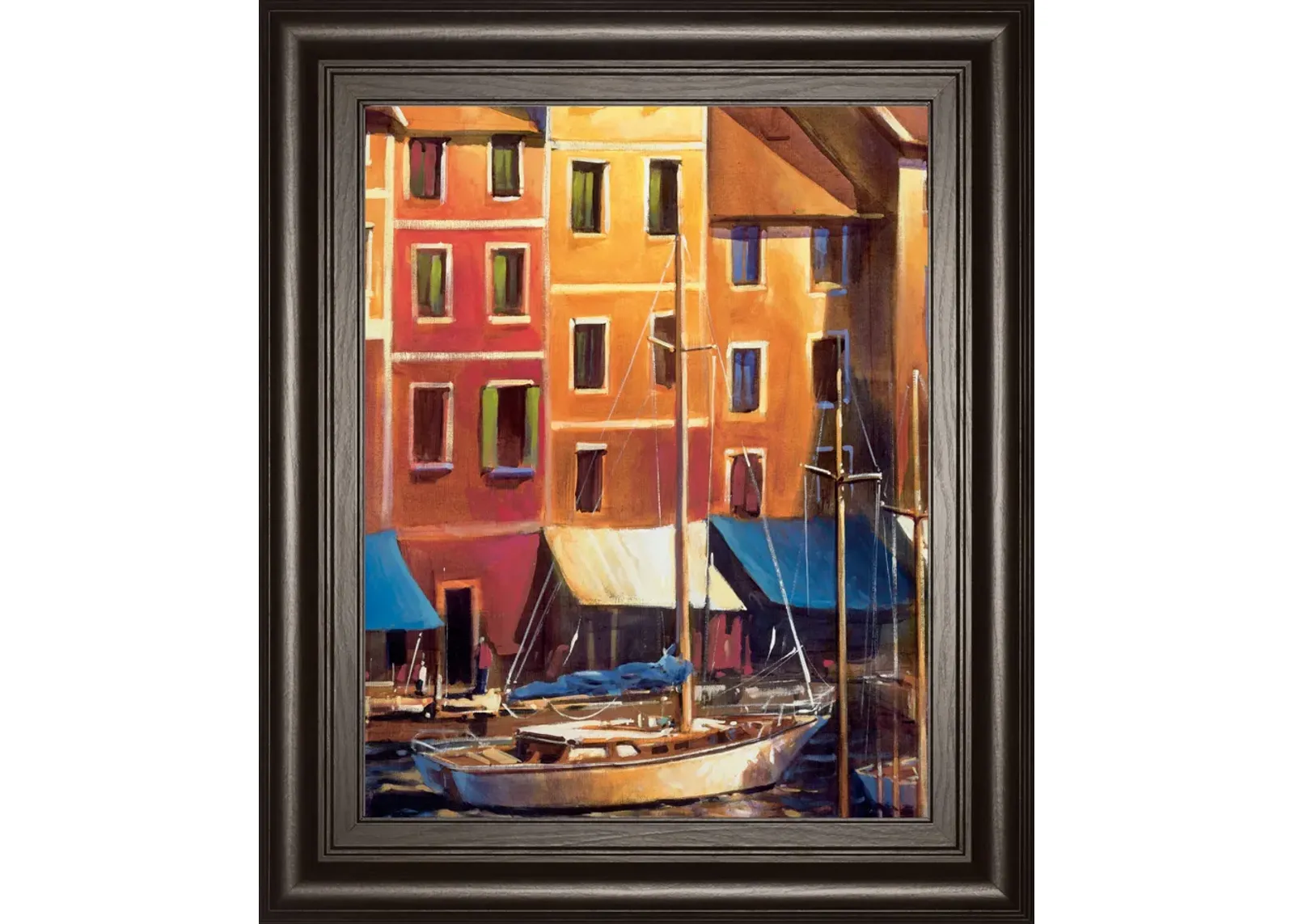 Portofino Waterfall By D'Toole, M - Framed Print Wall Art - Light Brown