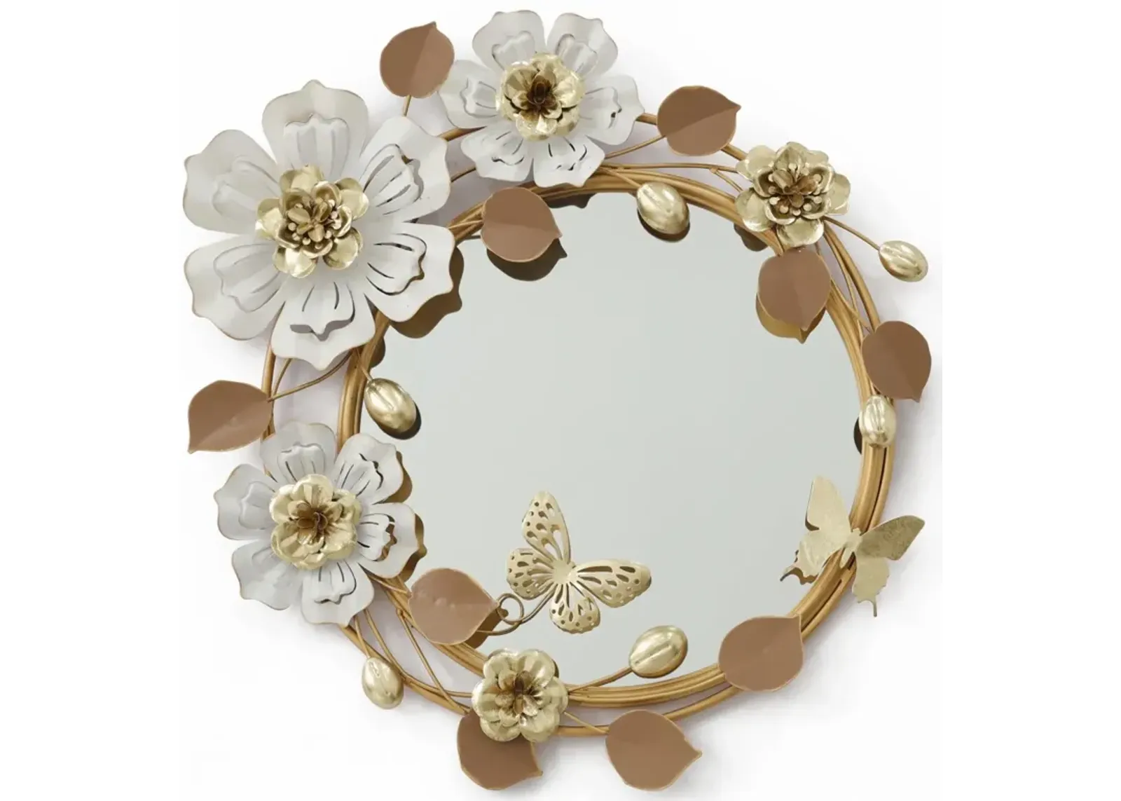 25x26 Metal Wall Mirror - Light Brown