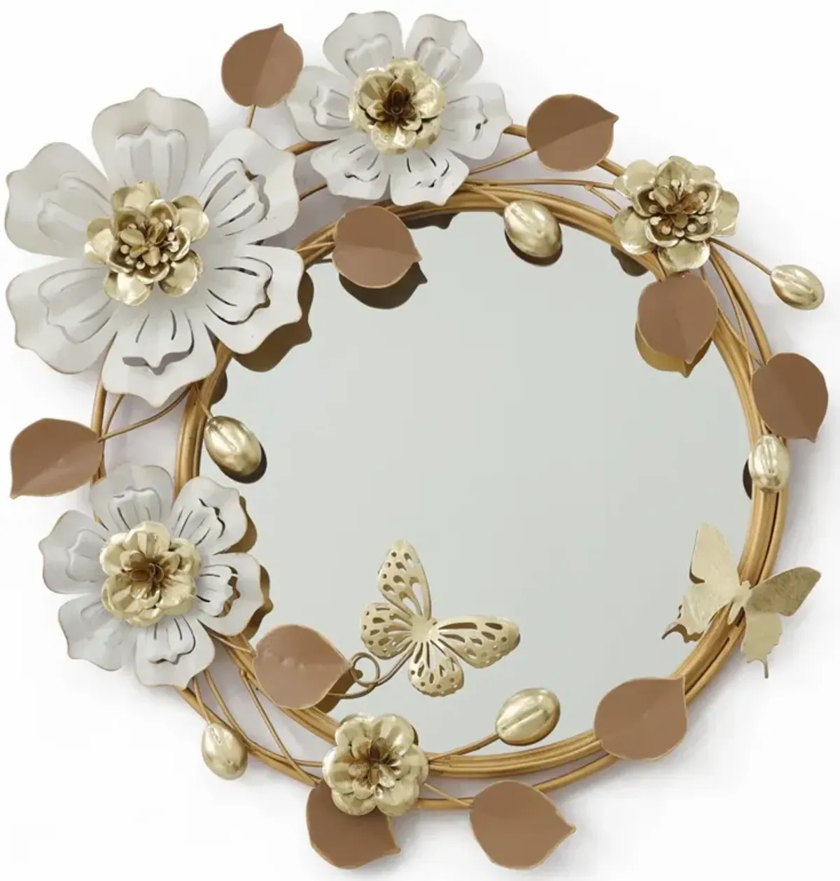 25x26 Metal Wall Mirror - Light Brown