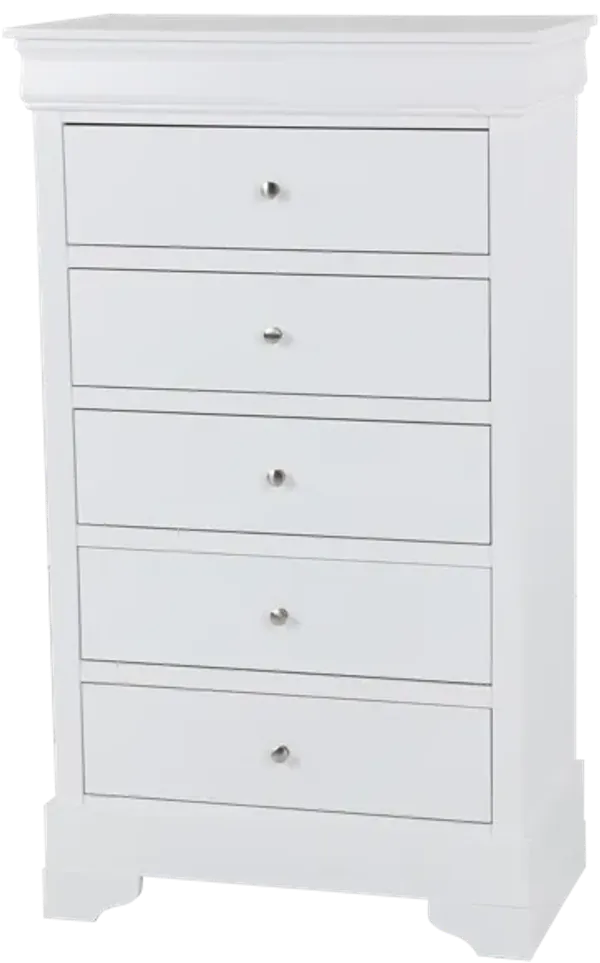 Modern White 5-Drawer Chest