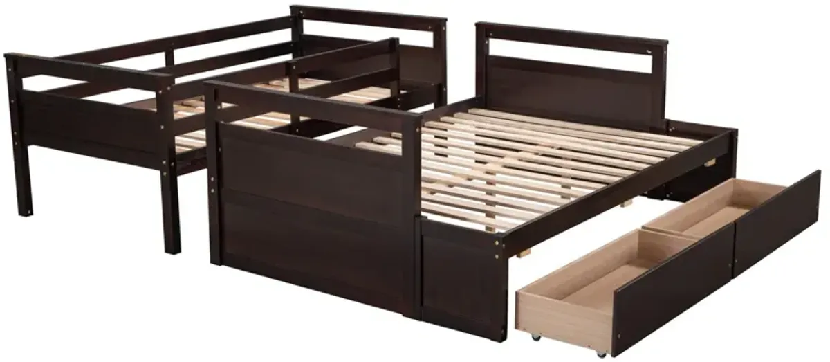 Twin Over Full Bunk Bed With Storage - Espresso