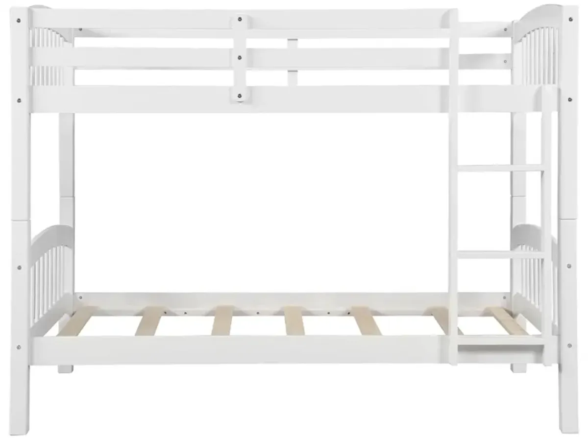 80.51" Twin Over Twin Bunk Bed With Ladder - White