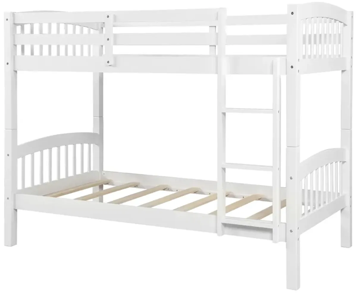 80.51" Twin Over Twin Bunk Bed With Ladder - White