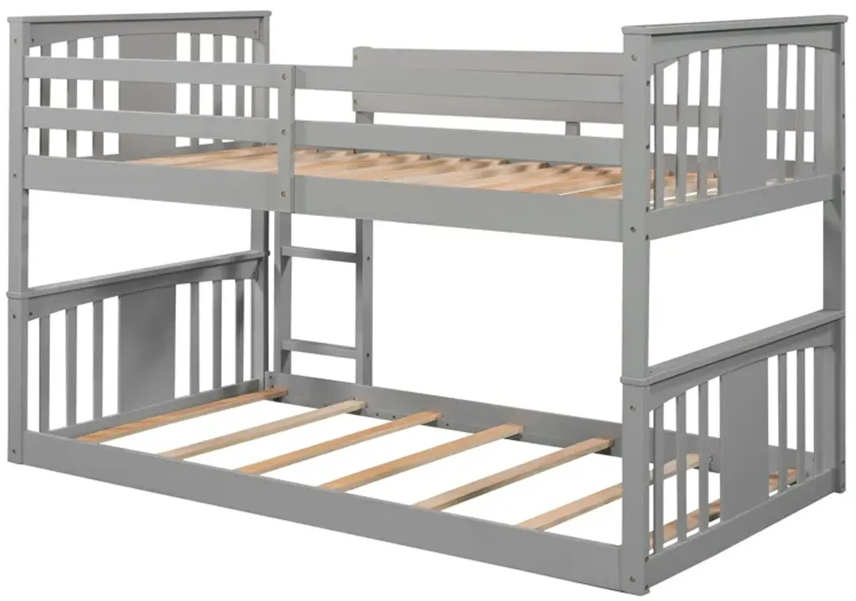 79.5" Twin Over Twin Bunk Bed With Ladder - Gray