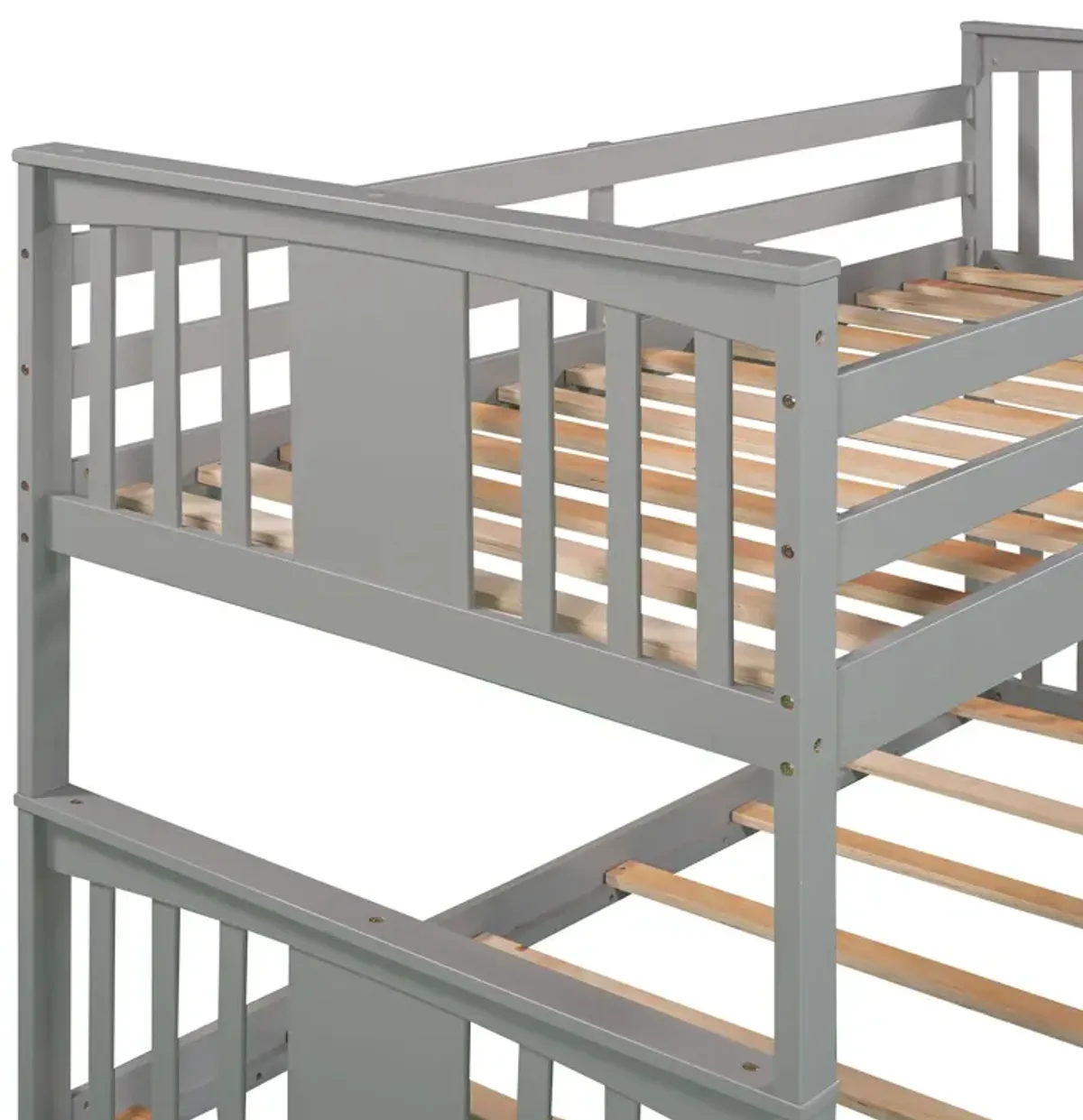 79.5" Twin Over Twin Bunk Bed With Ladder - Gray