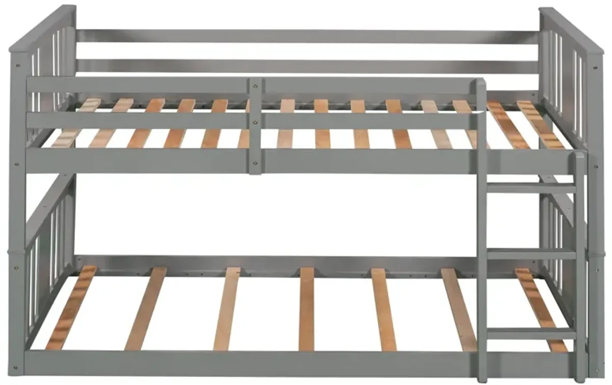 79.5" Twin Over Twin Bunk Bed With Ladder - Gray