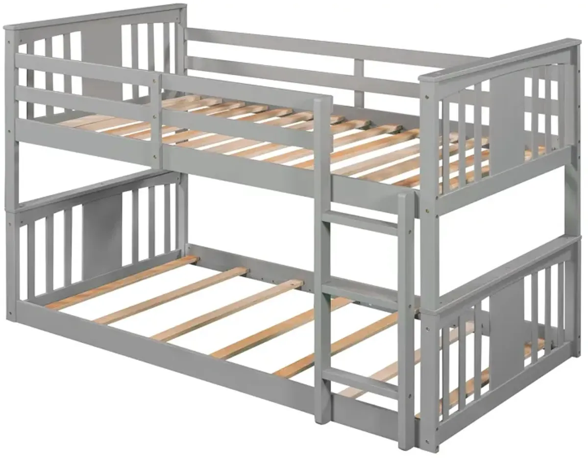 79.5" Twin Over Twin Bunk Bed With Ladder - Gray