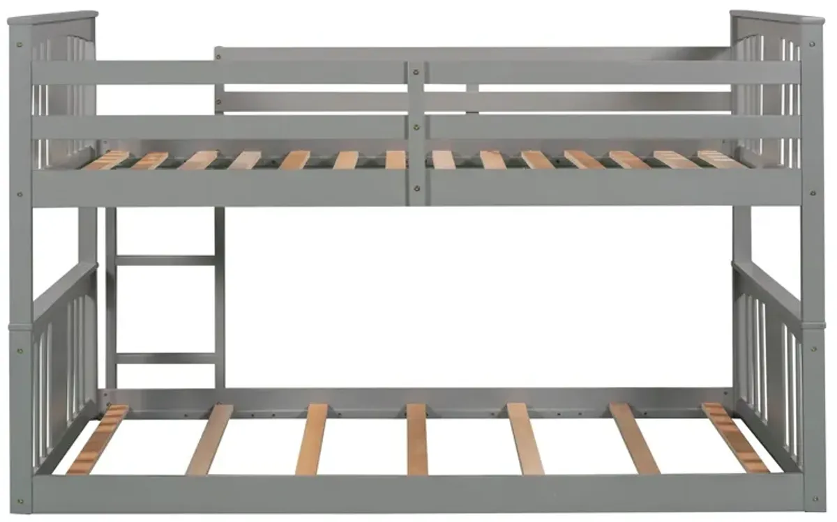 79.5" Twin Over Twin Bunk Bed With Ladder - Gray