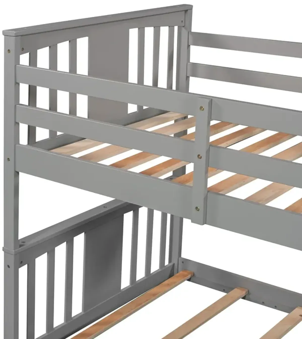 79.5" Twin Over Twin Bunk Bed With Ladder - Gray