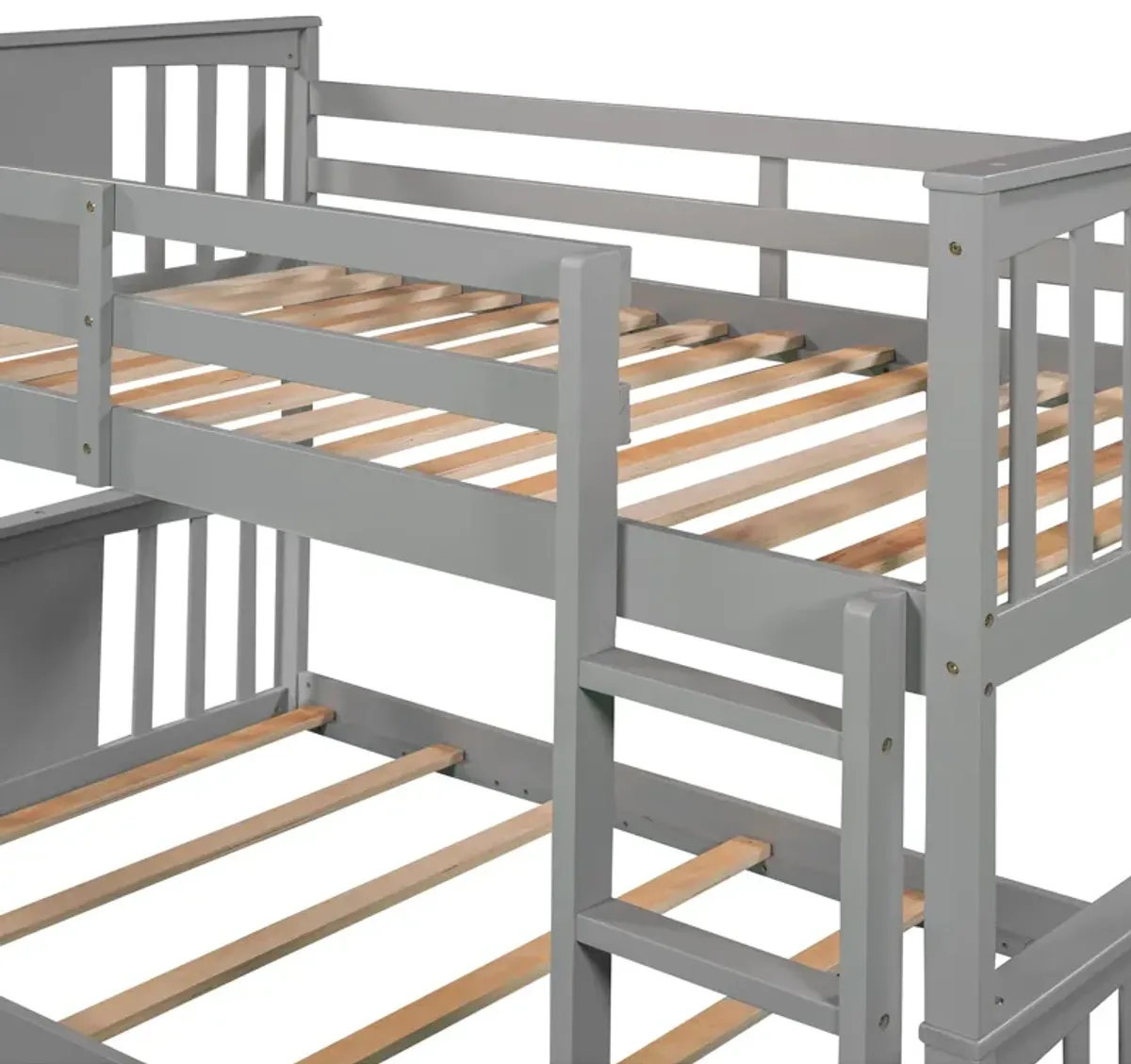 79.5" Twin Over Twin Bunk Bed With Ladder - Gray