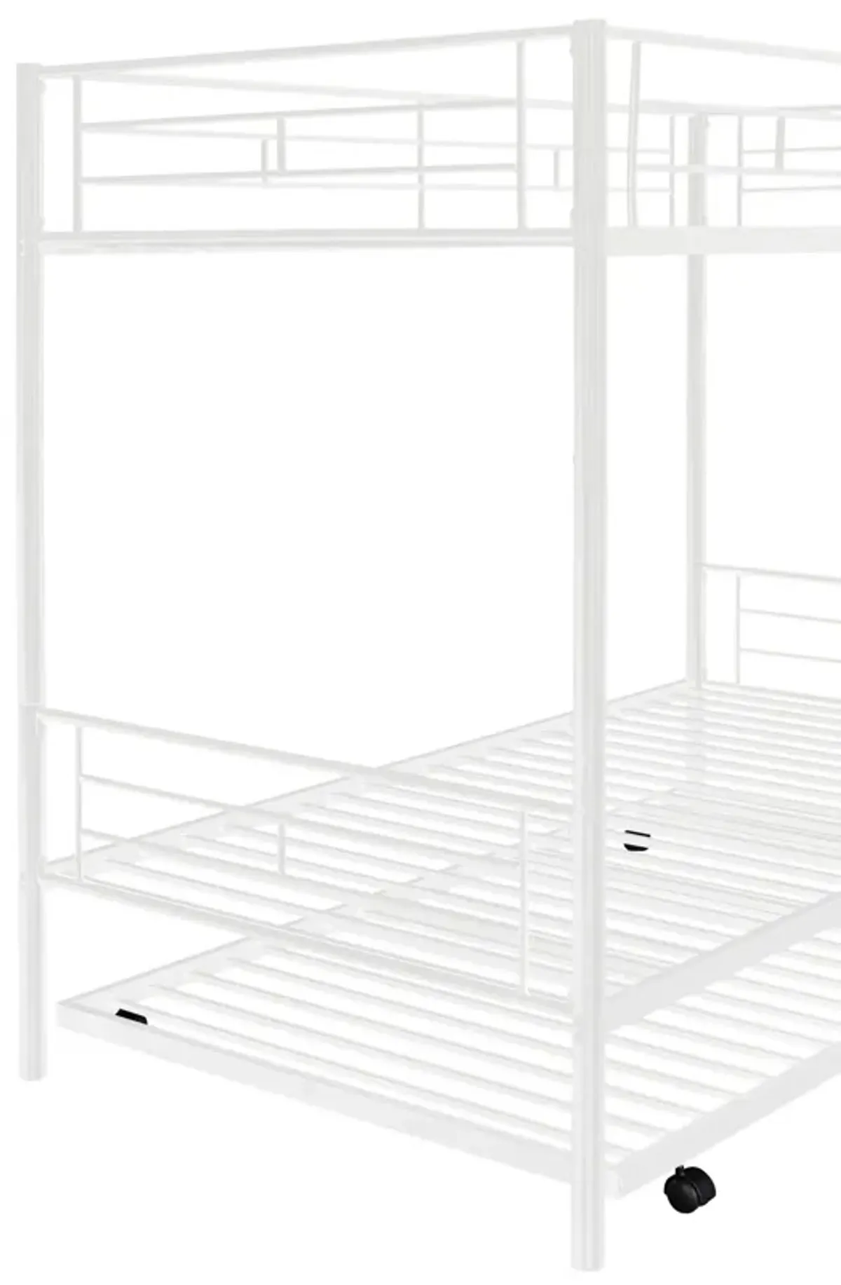 Twin Over Twin Metal Bunk Bed With Trundle, Can Be Divided Into Two Beds, No Box Spring Needed - White