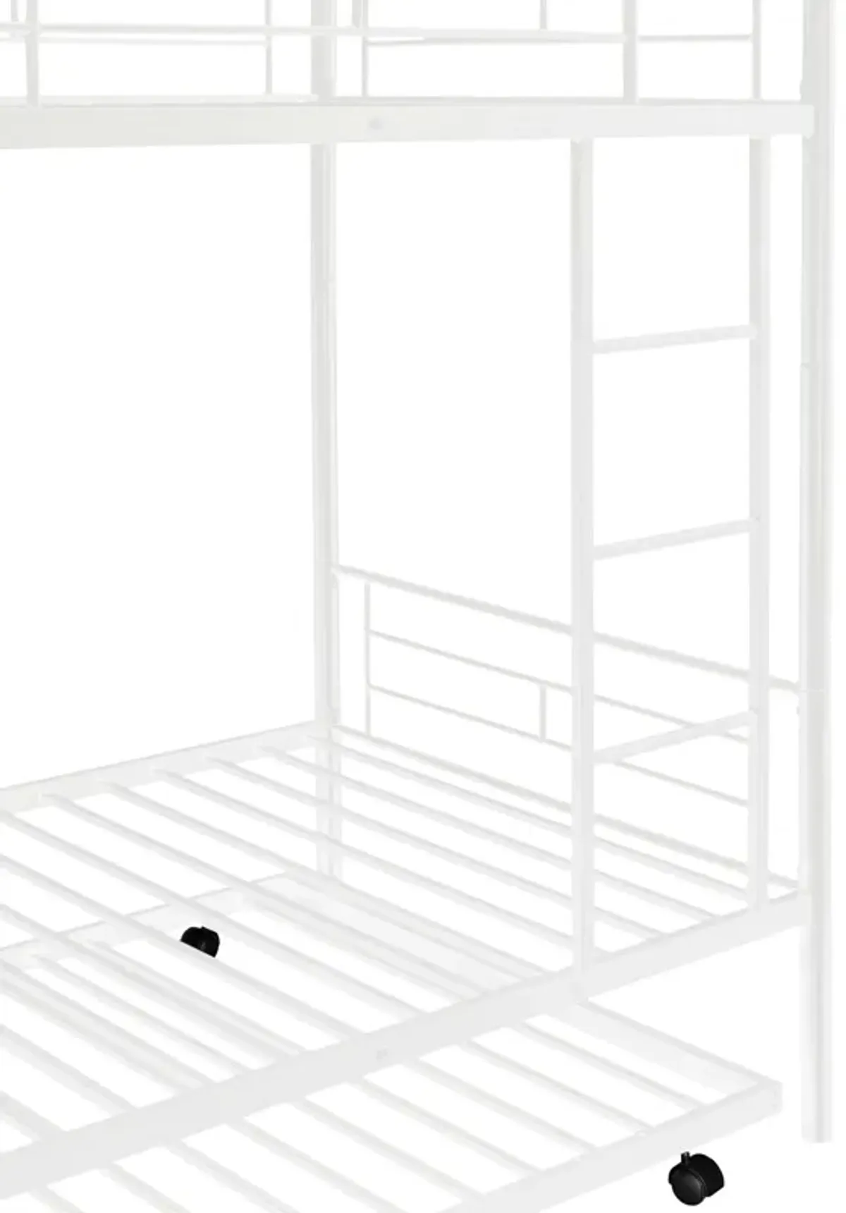 Twin Over Twin Metal Bunk Bed With Trundle, Can Be Divided Into Two Beds, No Box Spring Needed - White