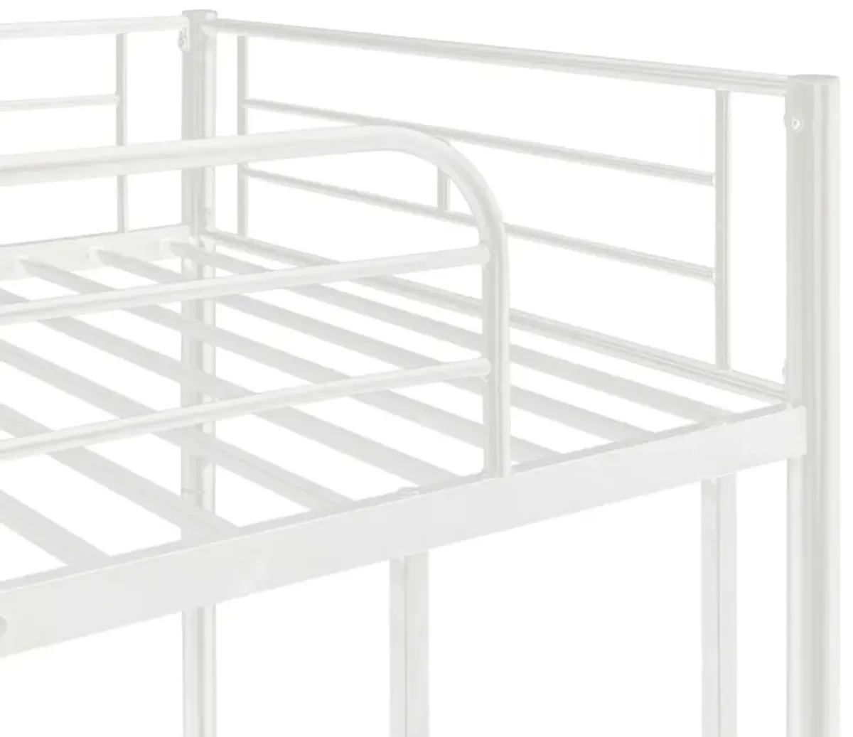 Twin Over Twin Metal Bunk Bed With Trundle, Can Be Divided Into Two Beds, No Box Spring Needed - White