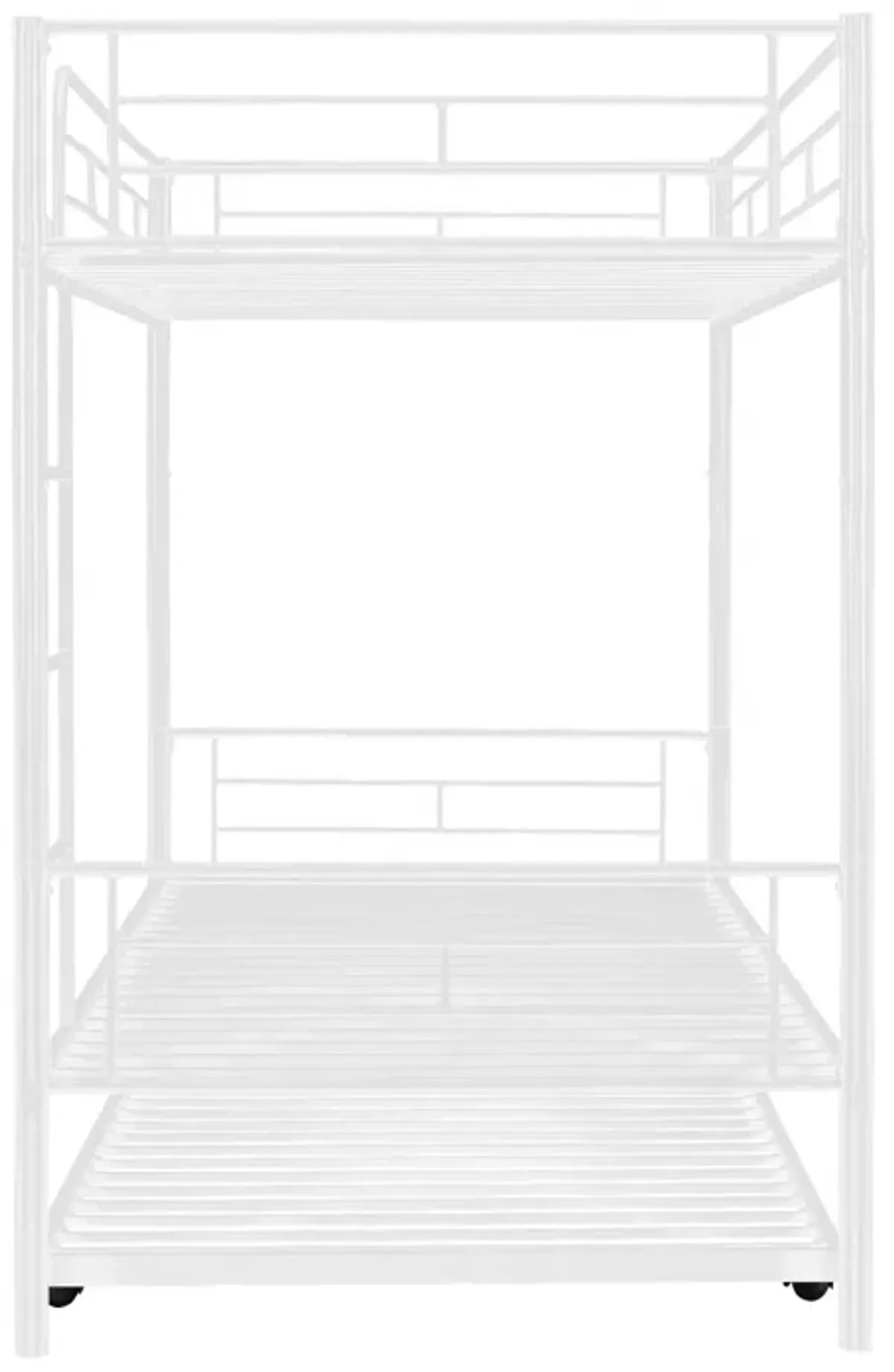 Twin Over Twin Metal Bunk Bed With Trundle, Can Be Divided Into Two Beds, No Box Spring Needed - White