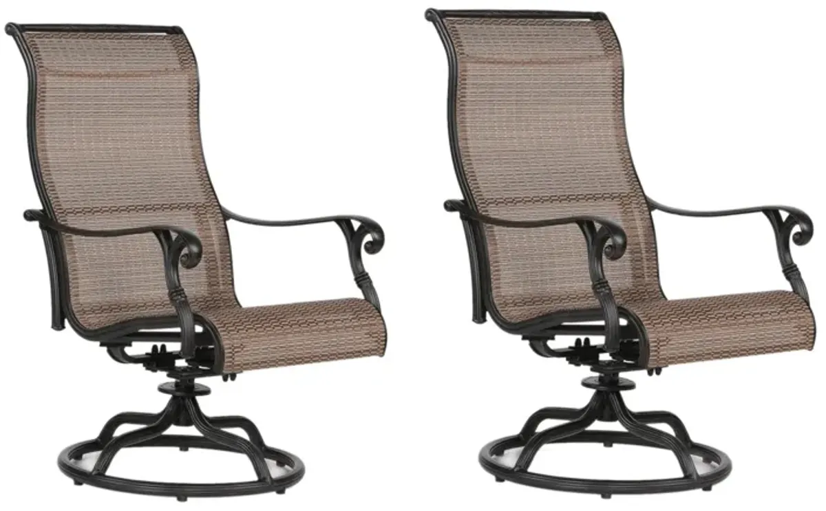 Patio Outdoor Sling Swivel Rocker With Aluminum Frame, All-Weather Furniture (Set of 2) - Bronze